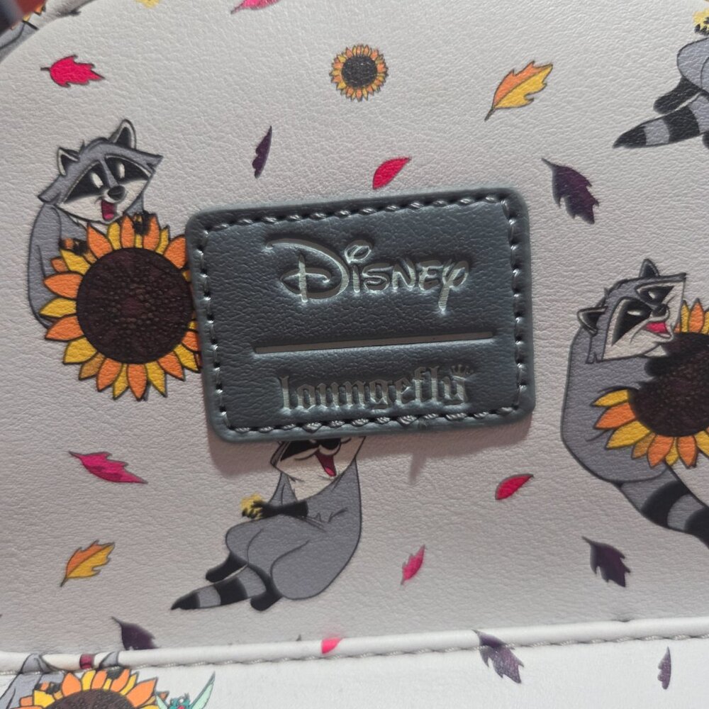 Loungefly Disney White Raccoon & Sunflower Mini Backpack - Picture 3 of 11
